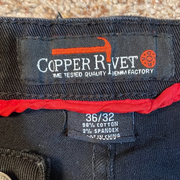 Copper Rivet Motor Sport Patch Black Jeans 36x32 - Picture 9 of 12